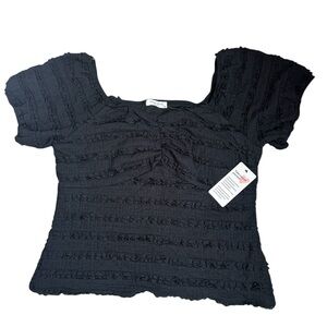 Good Days Project Black Smocked Short‎  Top Size 2X Textured